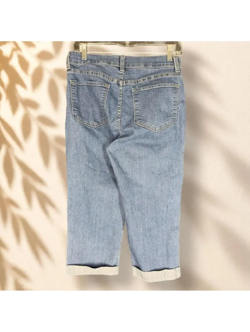 NYDJ Jeans Women 8 Blue Denim Medium Wash Mid Rise Cuffed Straight Pockets - Picture 2 of 8